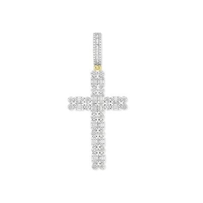 10KT Yellow Gold 1-1/2 CTW Natural Diamond 62X27MM Cross Pendant. Chain Not Included