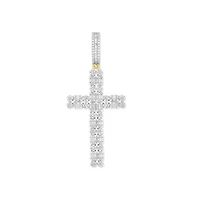 10KT Yellow Gold 1-1/2 CTW Natural Diamond 62X27MM Cross Pendant. Chain Not Included