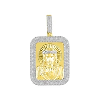 1-1/2 CTW Natural Diamond 46X27MM Jesus Christ Medal Charm in 10KT Yellow Gold. Chain not Included