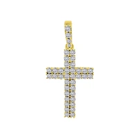 10KT Yellow Gold 1 CTW Natural Diamond 44X21MM Cross Pendant. Chain Not Included