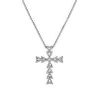 1/10 CTW Natural Diamond 18-inch Cross Pendant in Sterling Silver