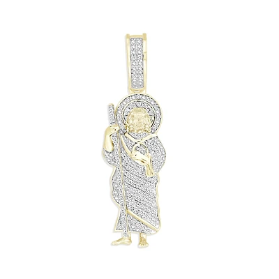 Titán by Adrian Gonzalez 10KT Yellow Gold 1/5 CTW Natural Diamond 34X10MM St Jude Pendant. Chain Not Included