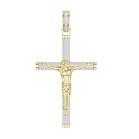 Titán by Adrian Gonzalez 10KT Yellow Gold 1/3 CTW Natural Diamond 53X28MM Crucifix Pendant. Chain Not Included