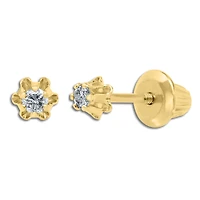 Kiddie Kraft 14KT Yellow Gold 1/12 CTW Round Natural Diamond Childrens Stud Earrings