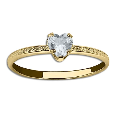 Kiddie Kraft 10KT Yellow Gold Heart Shape Cubic Zirconia Childrens Ring; Size 3.5