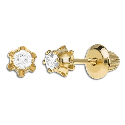 Kiddie Kraft 14KT Yellow Gold 1/7 CTW Round Natural Diamond Childrens Stud Earrings