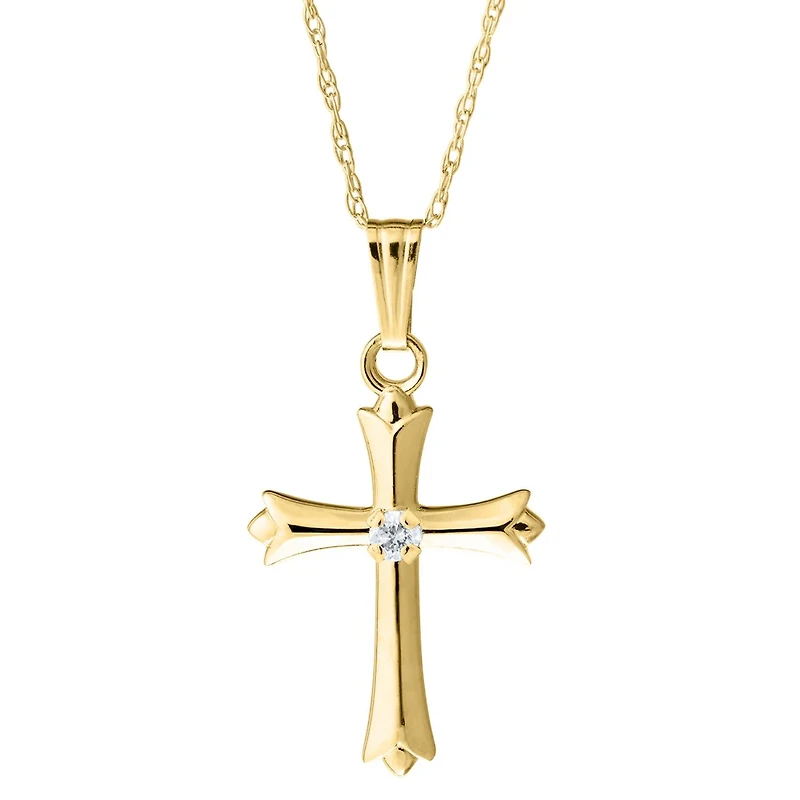 Kiddie Kraft 14KT Yellow Gold 15-inch Childrens Cross Pendant
