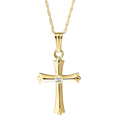 Kiddie Kraft 14KT Yellow Gold 15-inch Childrens Cross Pendant