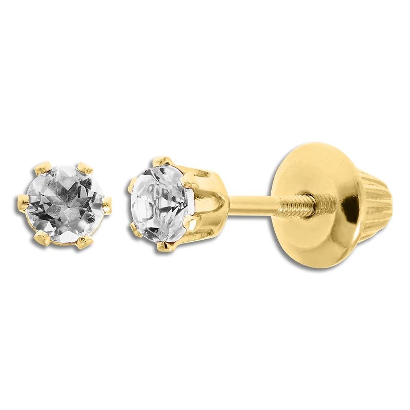 Kiddie Kraft 14KT Yellow Gold Round Topaz Childrens Birthstone Stud Earrings