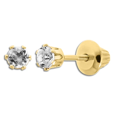 Kiddie Kraft 14KT Yellow Gold Round Topaz Childrens Birthstone Stud Earrings