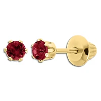 Kiddie Kraft 14KT Yellow Gold Round Ruby Childrens Birthstone Stud Earrings
