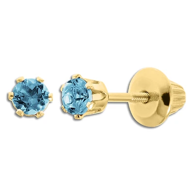Kiddie Kraft 14KT Yellow Gold Round Topaz Childrens Birthstone Stud Earrings