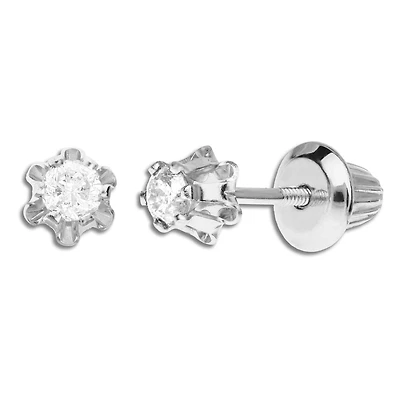 Kiddie Kraft 14KT White Gold 1/7 CTW Round Natural Diamond Childrens Stud Earrings