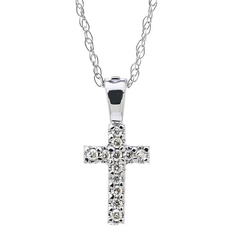 Kiddie Kraft 14KT White Gold 15-inch Childrens Cross Pendant