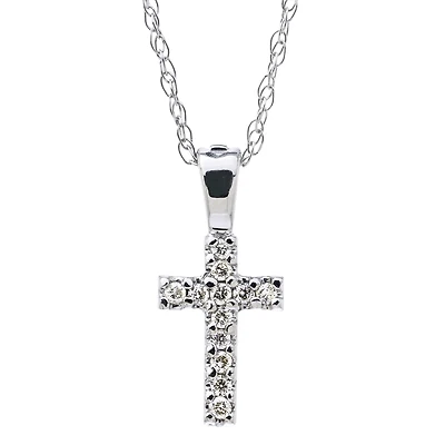 Kiddie Kraft 14KT White Gold 15-inch Childrens Cross Pendant