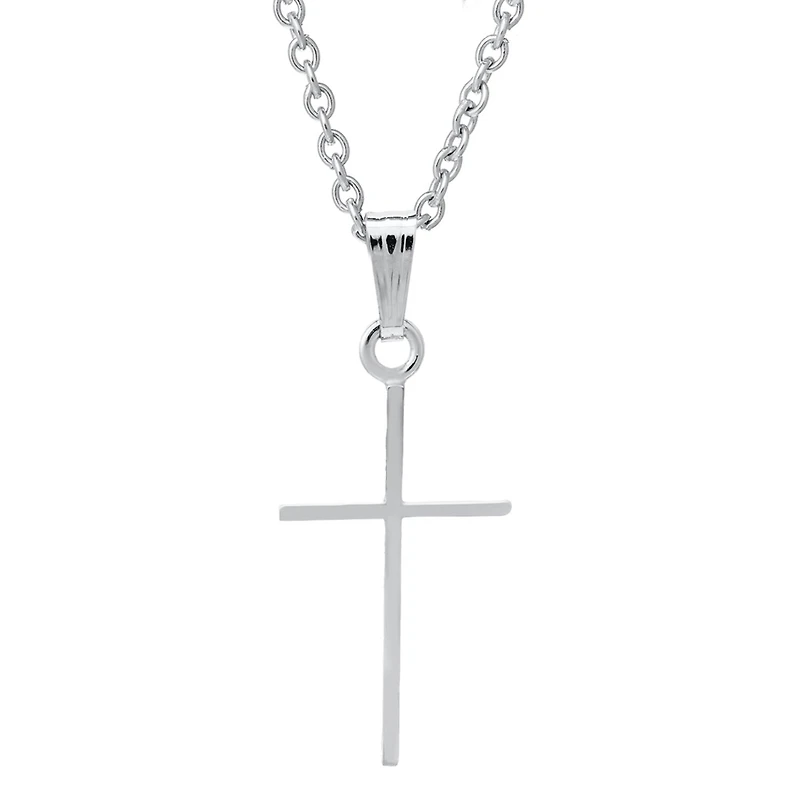 Kiddie Kraft Sterling Silver 15-inch Childrens Cross Pendant