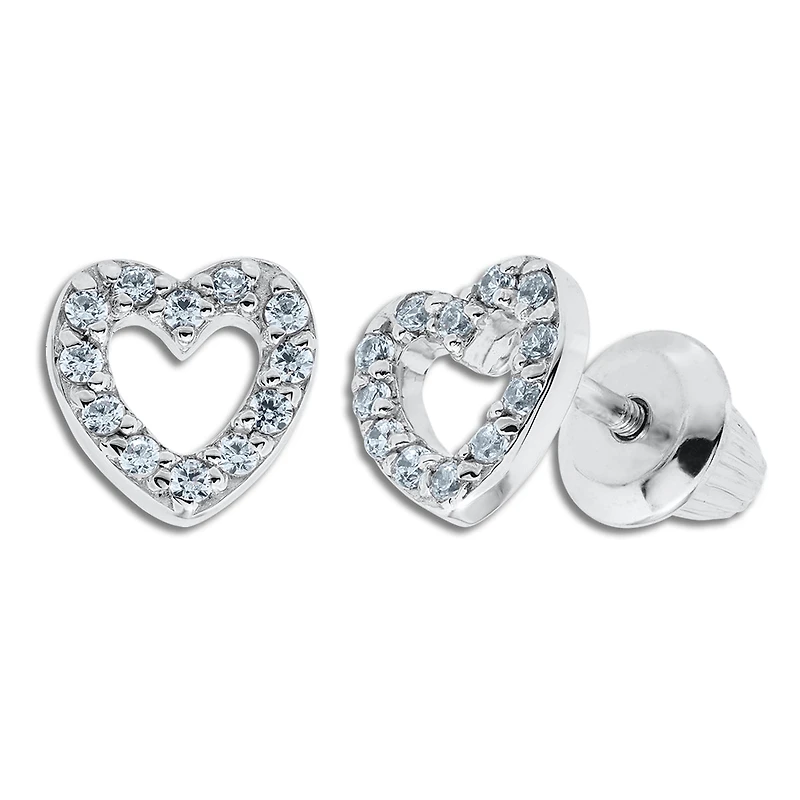 Kiddie Kraft Sterling Silver Childrens Heart Stud Earrings