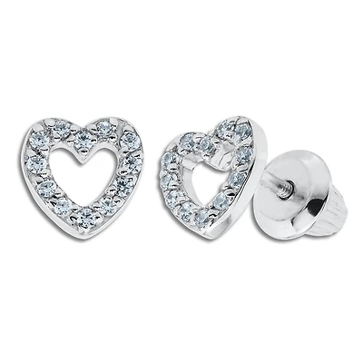 Kiddie Kraft Sterling Silver Childrens Heart Stud Earrings