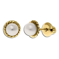 Kiddie Kraft 14KT Yellow Gold 4MM Pearl Childrens Stud Earrings