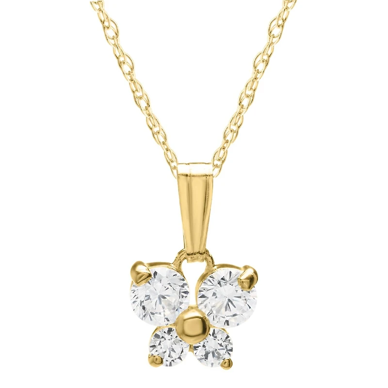 Kiddie Kraft 14KT Yellow Gold Cubic Zirconia 15-inch Childrens Butterfly Pendant