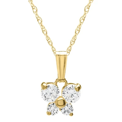 Kiddie Kraft 14KT Yellow Gold Cubic Zirconia 15-inch Childrens Butterfly Pendant