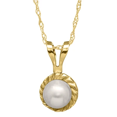 Kiddie Kraft 14KT Yellow Gold Pearl 15-inch Childrens Pendant