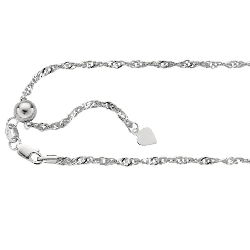 Sterling Silver 22-inch 1.5MM Adjustable Singapore Chain