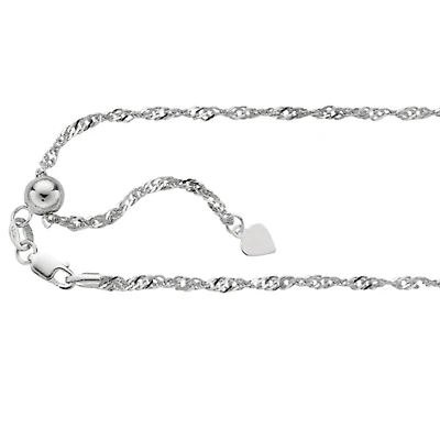 Sterling Silver 22-inch 1.5MM Adjustable Singapore Chain