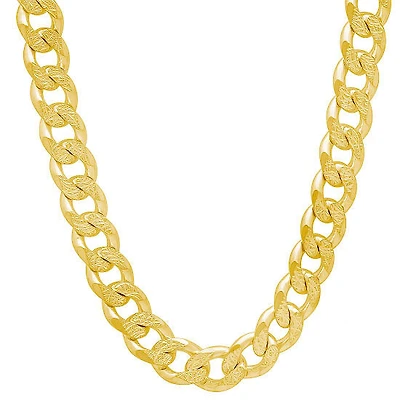 Luxe Layers 14KT Yellow Gold Plated Sterling Silver 20-inch 9.6MM Curb Pave Chain