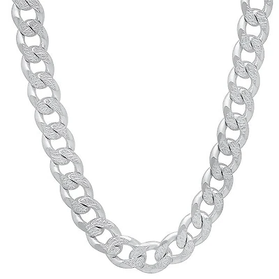 Luxe Layers Sterling Silver 20-inch 9.6MM Curb Pave Chain