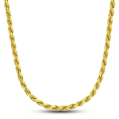 14KT Yellow Gold Plated Sterling Silver 24-inch 5MM Rope Chain