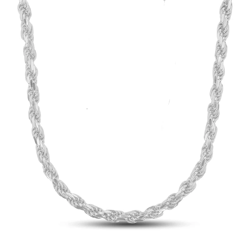 Luxe Layers Sterling Silver 30-inch 5.7MM Diamond-cut Rope Chain