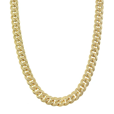 Luxe Layers 14KT Yellow Gold Plated Sterling Silver Round Cubic Zirconia 30-inch 11.7MM Curb Chain