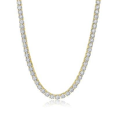 Crislu 18KT Yellow Gold Plated Sterling Silver Cubic Zirconia 24-inch Tennis Necklace