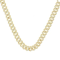 Luxe Layers 14KT Yellow Gold Plated Sterling Silver Cubic Zirconia 20-inch 10MM Cuban Link Chain