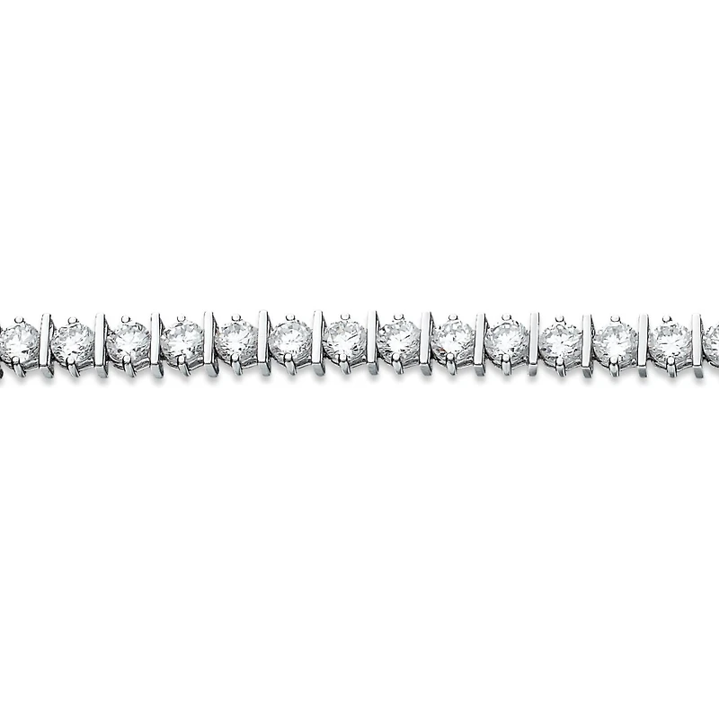 Crislu Platinum Plated Sterling Silver Round Cubic Zirconia 7-inch Tennis Bracelet