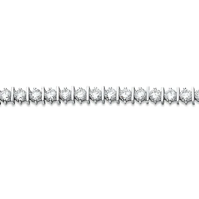 Crislu Platinum Plated Sterling Silver Round Cubic Zirconia 7-inch Tennis Bracelet