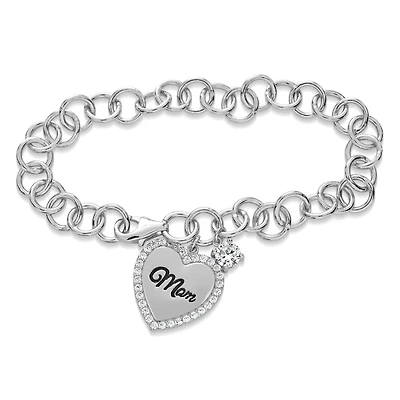 Sterling Silver and Cubic Zirconia 7.25-inch Bracelet