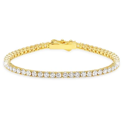 Crislu 18KT Yellow Gold Plated Sterling Silver Round Cubic Zirconia 7-inch Tennis Bracelet