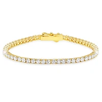 Crislu 18KT Yellow Gold Plated Sterling Silver Round Cubic Zirconia 7-inch Tennis Bracelet