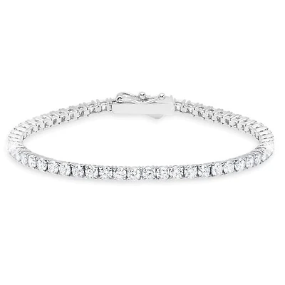Crislu Platinum Plated Sterling Silver Round Cubic Zirconia 7-inch Tennis Bracelet