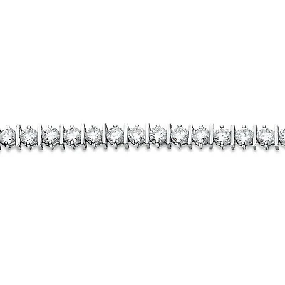 Platinum Plated Sterling Silver Round Cubic Zirconia 7-inch Tennis Bracelet