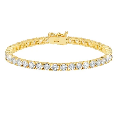 Crislu 18KT Yellow Gold Plated Sterling Silver Round Cubic Zirconia 7-inch Tennis Bracelet