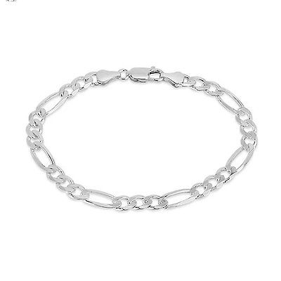 Luxe Layers Sterling Silver 8.5-inch 7.6MM Figaro Bracelet