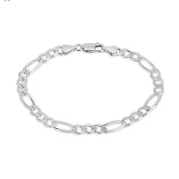 Luxe Layers Sterling Silver 8.5-inch 7.6MM Figaro Bracelet