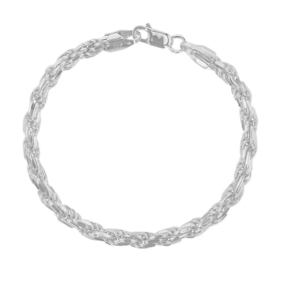 Luxe Layers Sterling Silver 8.5-inch 5.7MM Diamond-cut Rope Bracelet