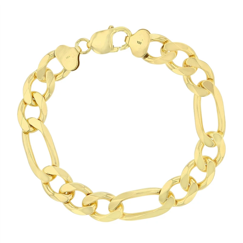 Luxe Layers 14KT Yellow Gold Plated Sterling Silver 8.5-inch 11.5MM Diamond-cut Figaro Bracelet