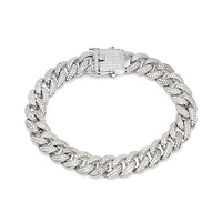 Luxe Layers Sterling Silver Cubic Zirconia 8.5-inch 11.5MM Miami Cuban Link Pave Bracelet