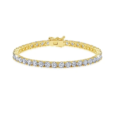 Crislu 18KT Yellow Gold Plated Sterling Silver Cubic Zirconia 8.5-inch Tennis Bracelet