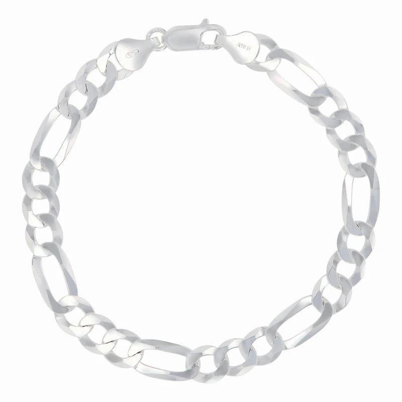 Luxe Layers Sterling Silver 8.25-inch 7.7MM Figaro Bracelet